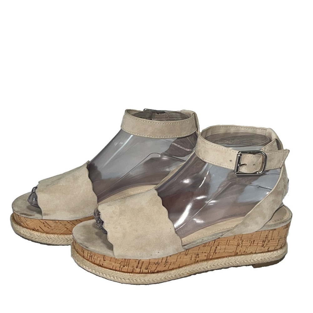 Marc Fisher Faithful Espadrilles Sandals Medium Natural Beige Suede Size 7M
